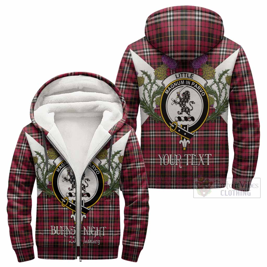 Little Tartan Family Crest Sherpa Hoodie Scottish Burns Night Thistle Floral