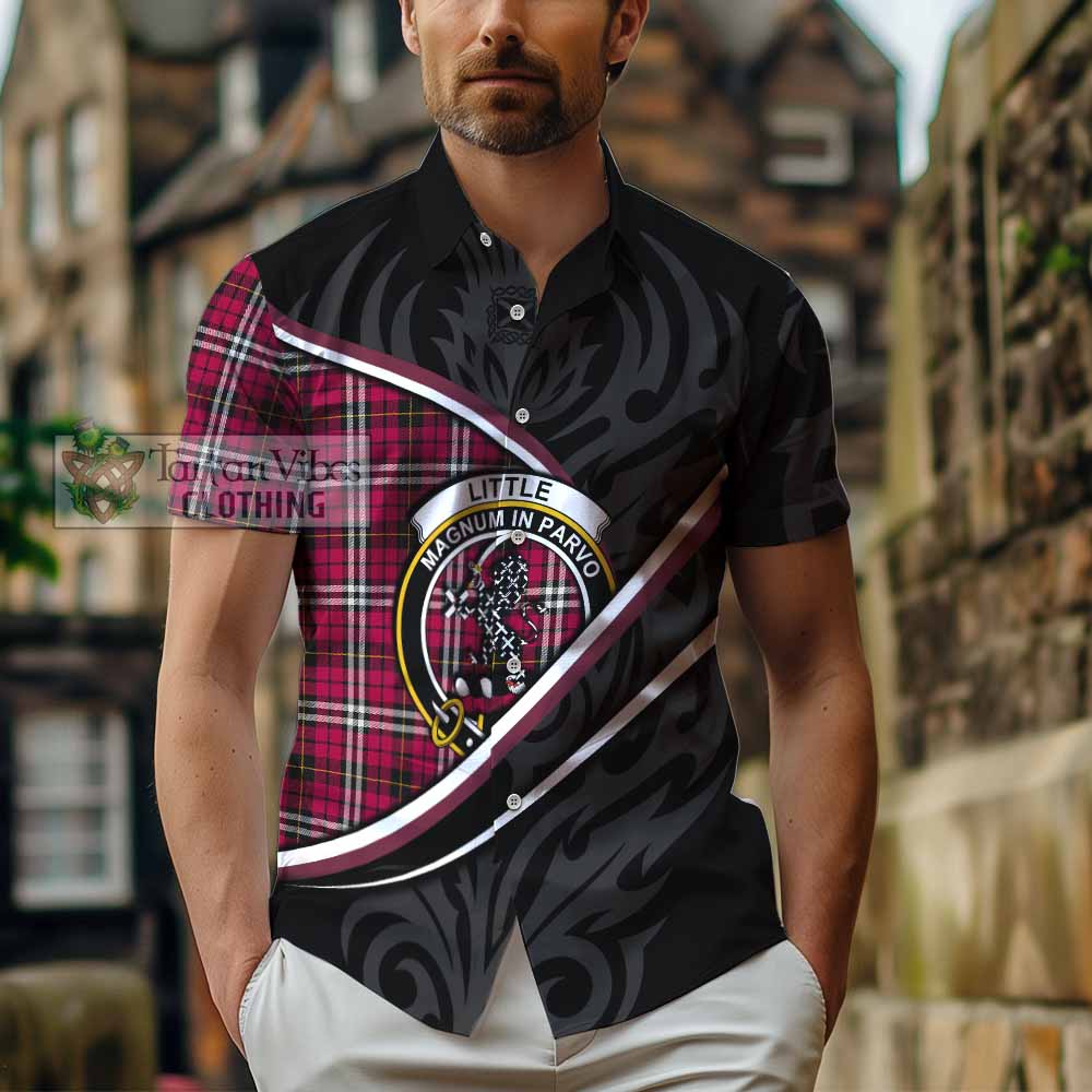 Little Tartan Family Crest Short Sleeve Button Shirt Celtic Scottish Thistle Floral - Tartan Vibes Clothing