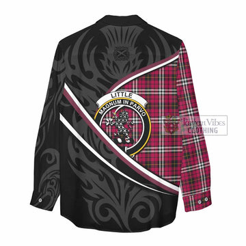 Little Tartan Family Crest Women Casual Shirt Celtic Scottish Thistle Floral - Tartan Vibes Clothing