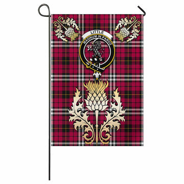Little Tartan Garden Flag with Golden Regal Scottish Thistle Emblem