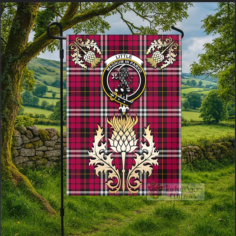 Little Tartan Garden Flag with Golden Regal Scottish Thistle Emblem - Tartan Vibes Clothing