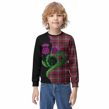 Little Tartan Kid Knitted Sweatshirt Traditional Scottish Thistle