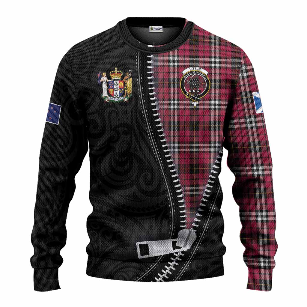 Little Tartan Knitted Sweater New Zealand Pattern Unique Zipper Stylized