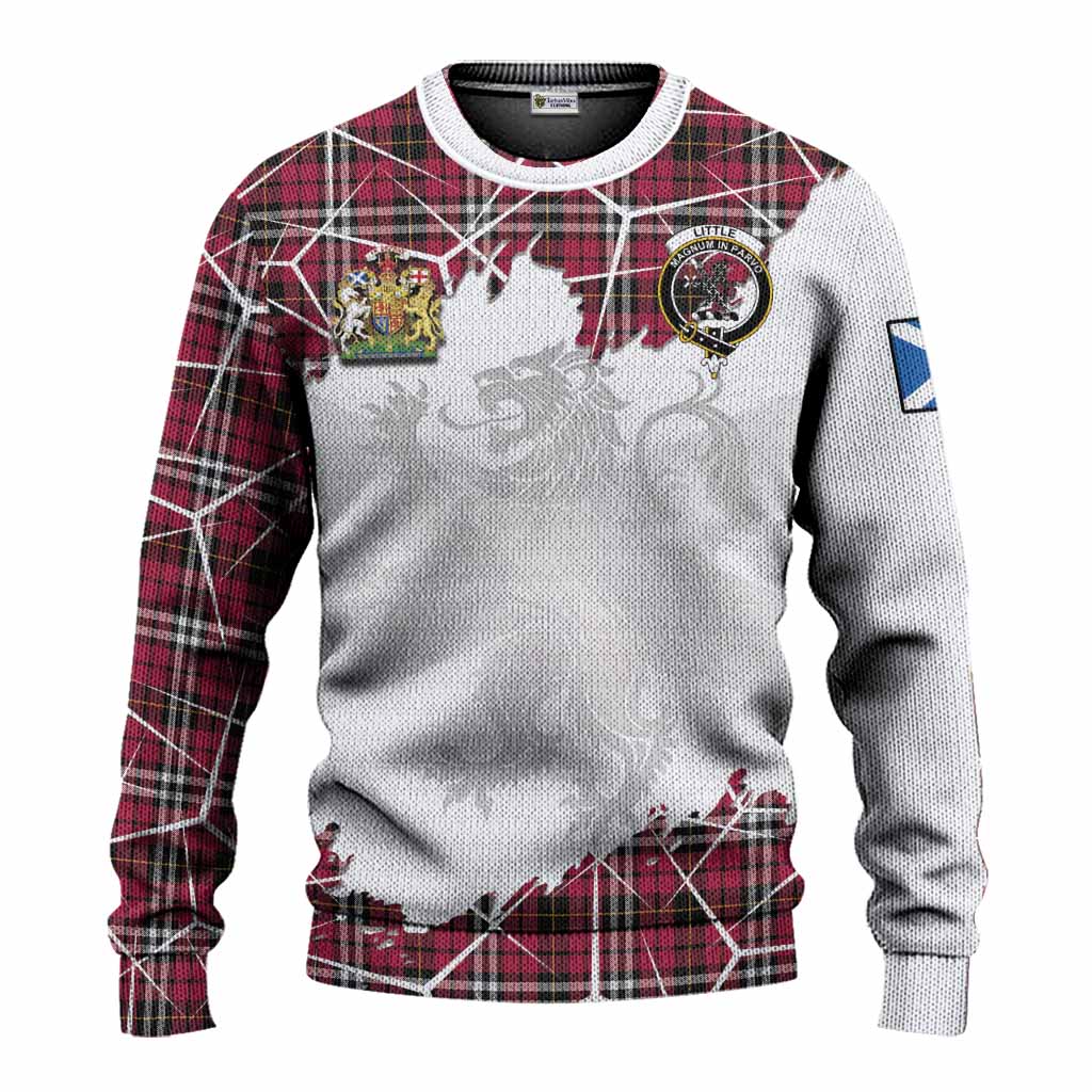 Little Tartan Knitted Sweater with Family Crest and Lion Rampant Grunge Style