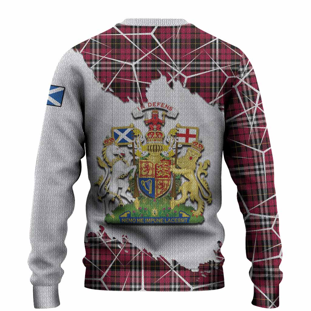 Little Tartan Knitted Sweater with Family Crest and Lion Rampant Grunge Style