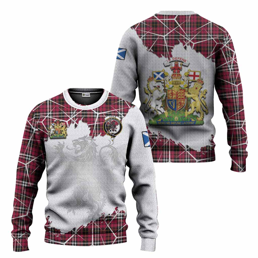Little Tartan Knitted Sweater with Family Crest and Lion Rampant Grunge Style