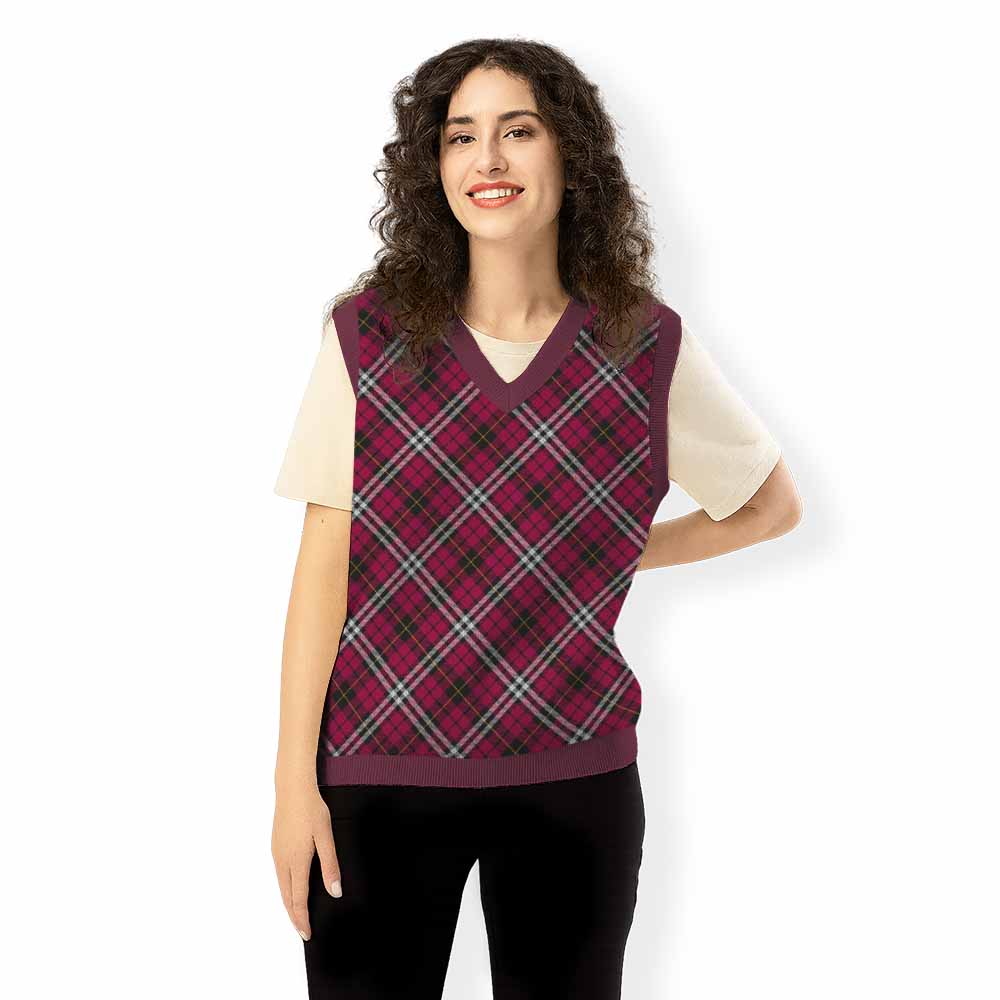 Little Tartan  Knitted V-Neck Vest Cross Style