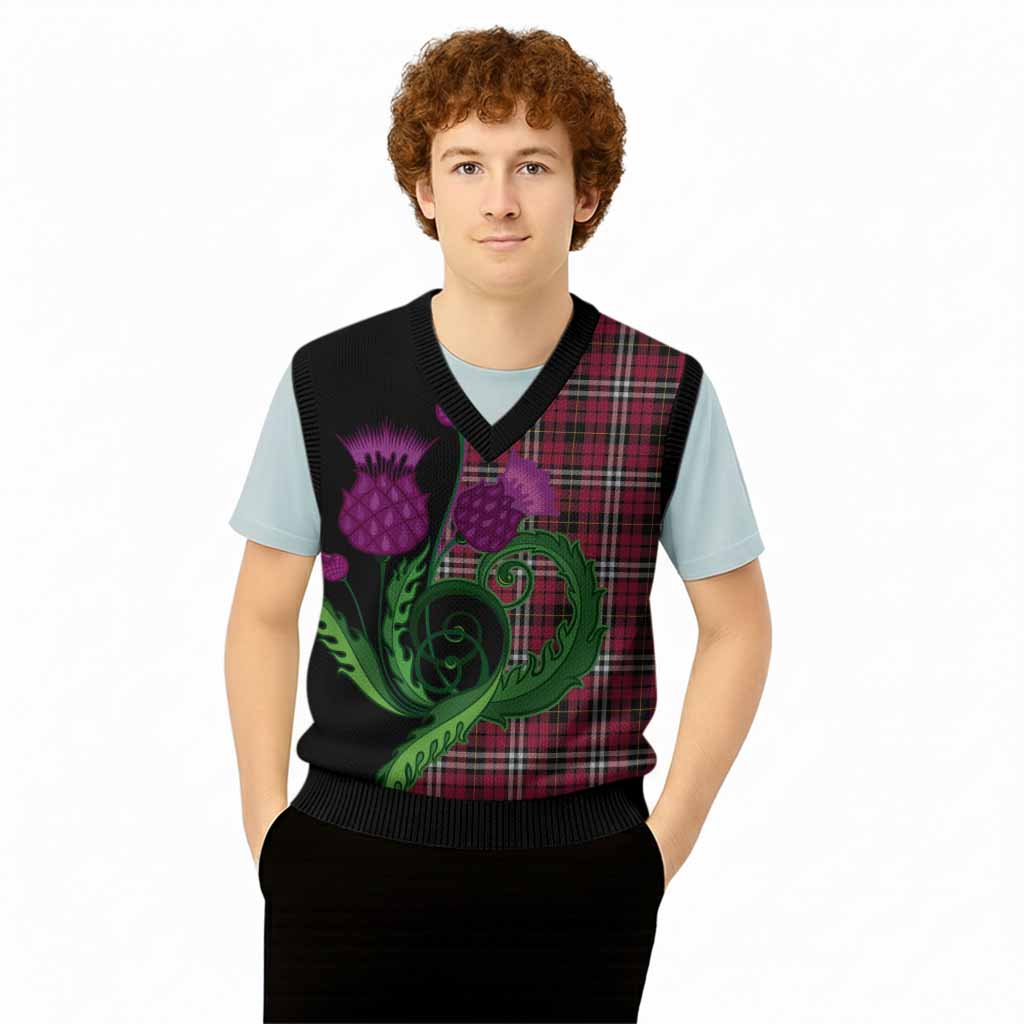 Little Tartan Knitted V-Neck Vest Traditional Scottish Thistle