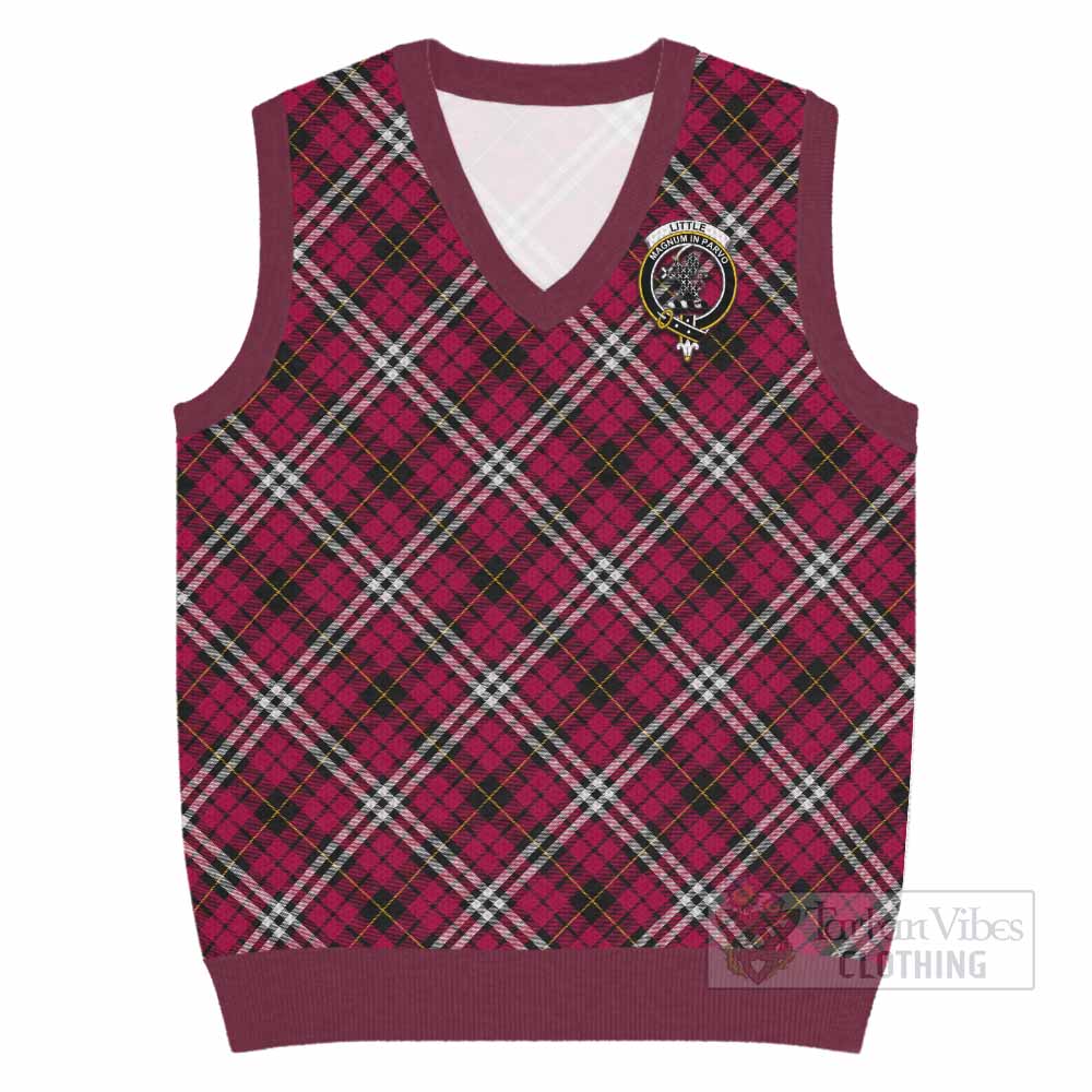 Little Tartan Knitted V-Neck Vest with Family Crest Cross Style