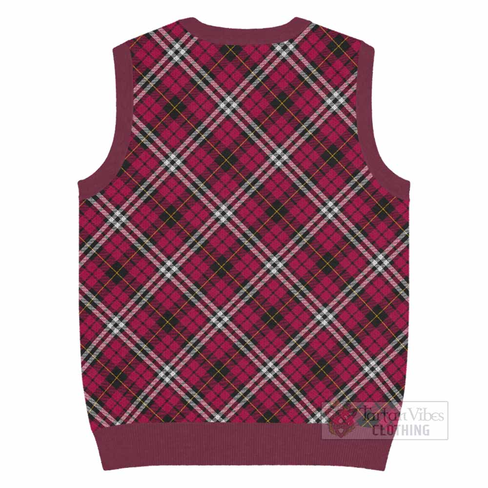 Little Tartan Knitted V-Neck Vest with Family Crest Cross Style