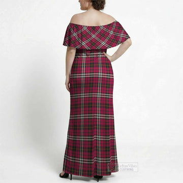 Little Tartan Off Shoulder Ruffle Maxi Dress