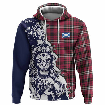 Little Tartan Scottish Hoodie Angry Lion With Soccer Ball Style