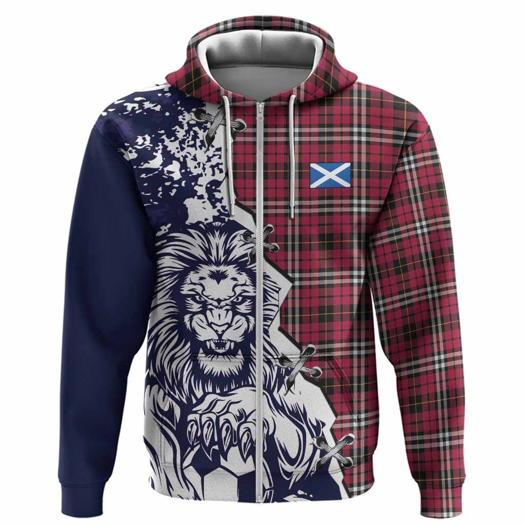 Little Tartan Scottish Hoodie Angry Lion With Soccer Ball Style