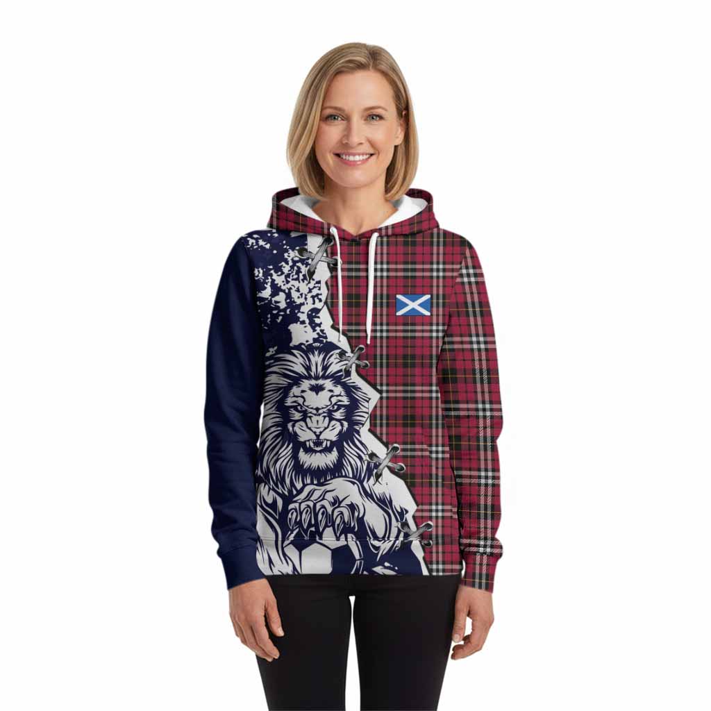 Little Tartan Scottish Hoodie Angry Lion With Soccer Ball Style