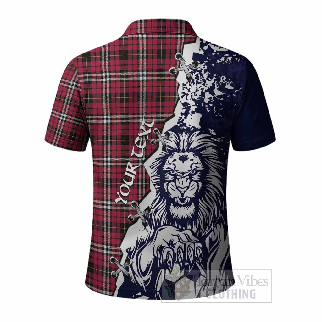 Little Tartan Scottish Polo Shirt Angry Lion With Soccer Ball Style