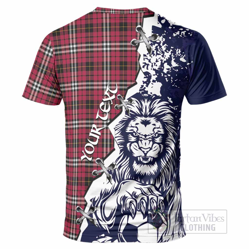 Little Tartan Scottish T-Shirt Angry Lion With Soccer Ball Style
