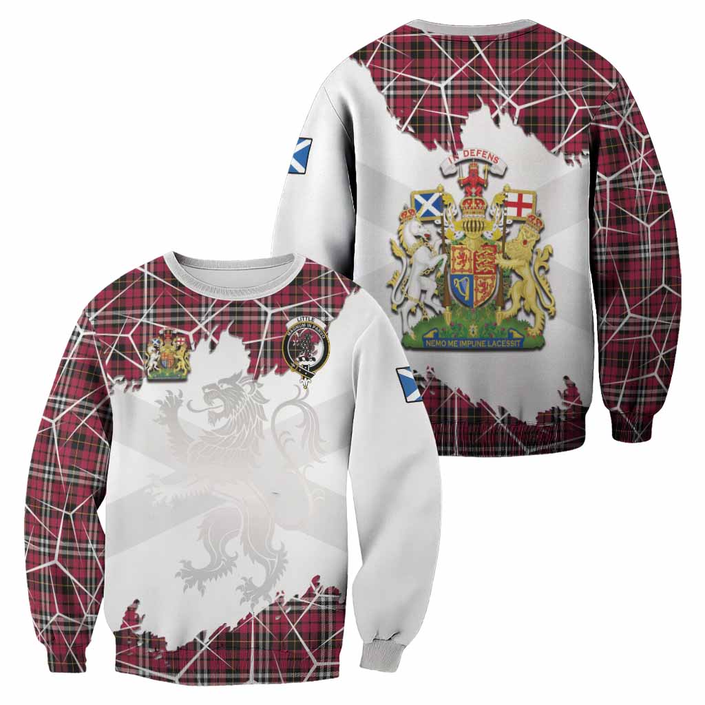 Little Tartan Sweatshirt with Family Crest and Lion Rampant Grunge Style