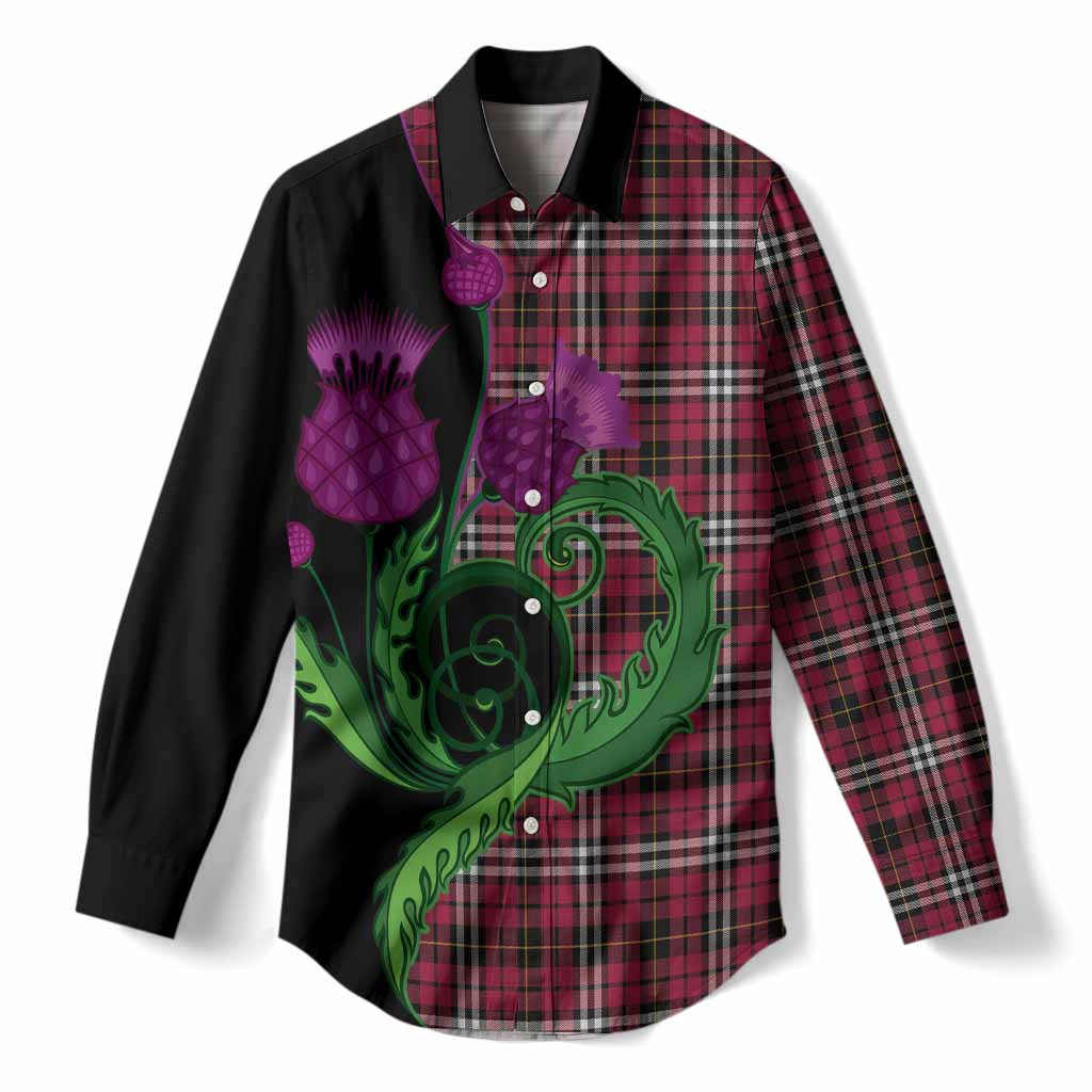 Little Tartan Women Casual Shirt Traditional Scottish Thistle