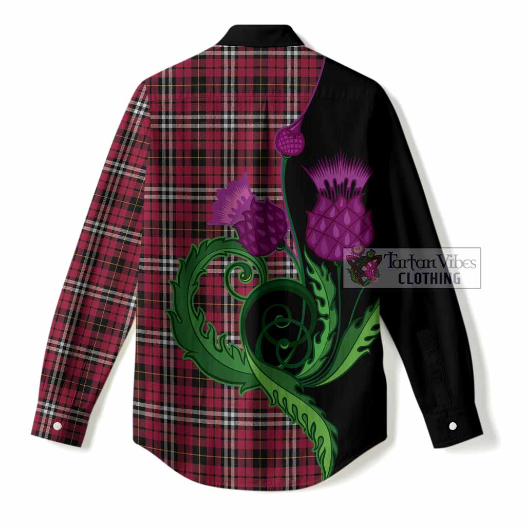 Little Tartan Women Casual Shirt Traditional Scottish Thistle