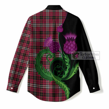 Little Tartan Women Casual Shirt Traditional Scottish Thistle