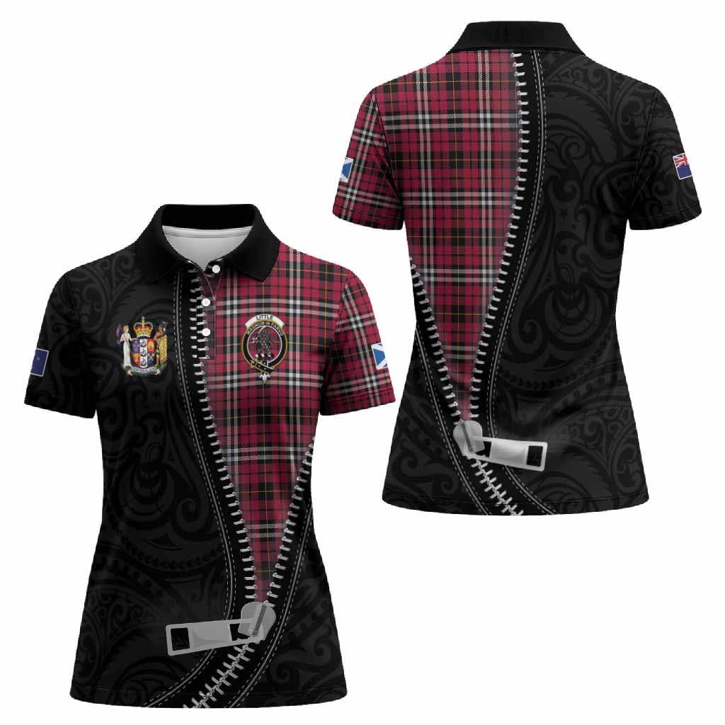 Little Tartan Women Polo Shirt New Zealand Pattern Unique Zipper Stylized