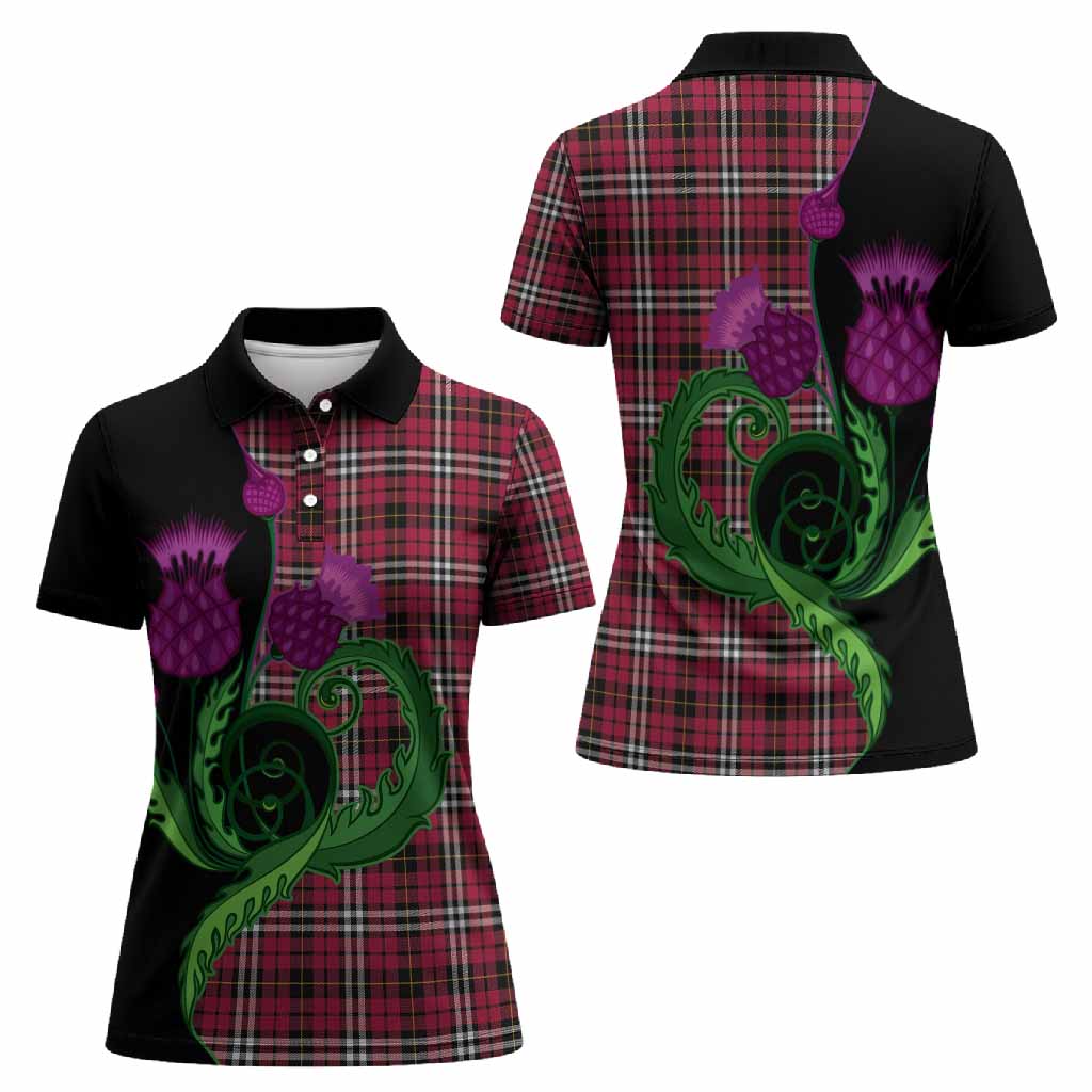 Little Tartan Women Polo Shirt Traditional Scottish Thistle
