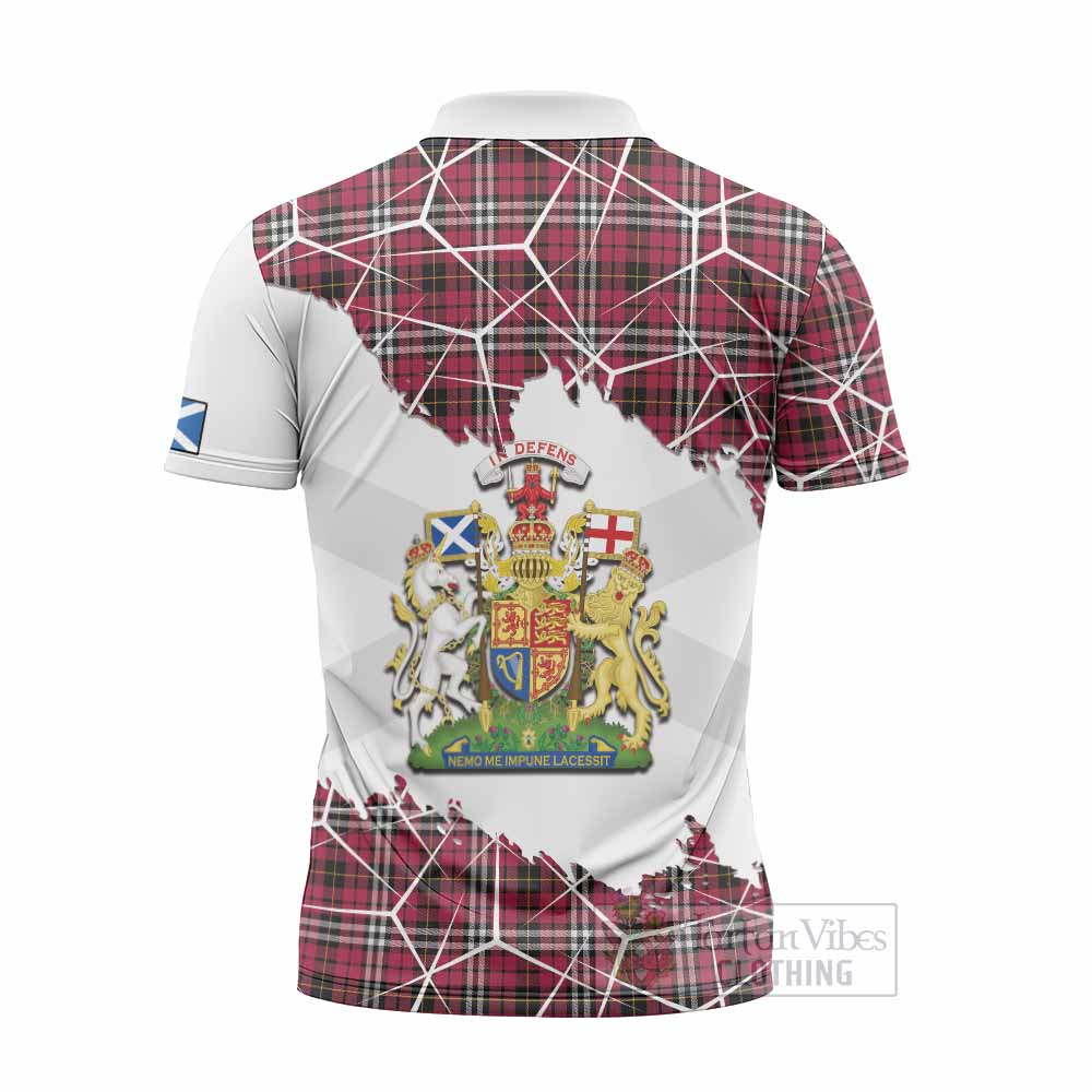 Little Tartan Zipper Polo Shirt with Family Crest and Lion Rampant Grunge Style