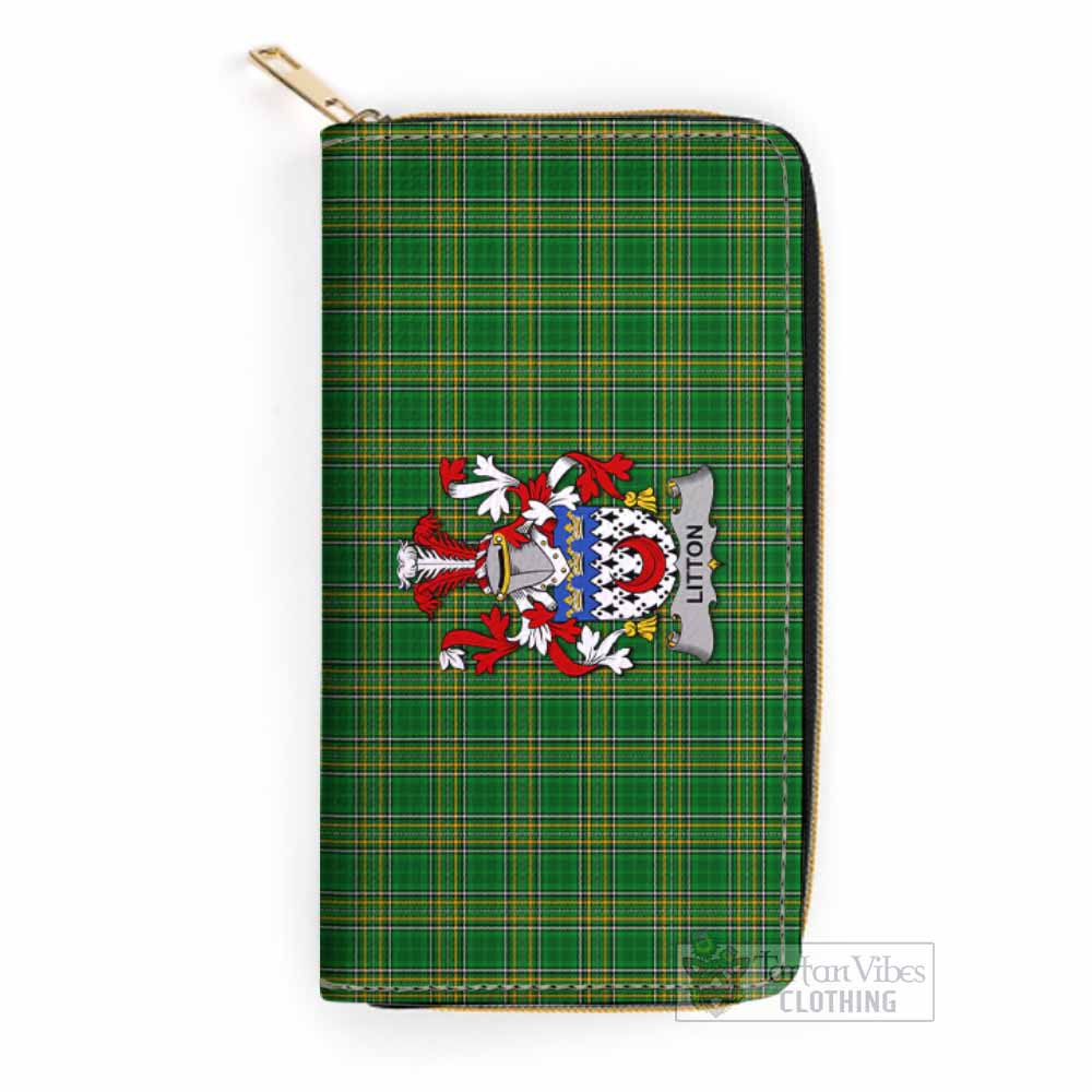 Litton Irish Clan Tartan Women's Leather Wallet with Coat of Arms One Size 19.7*10.5*3.5 cm - Tartan Vibes Clothing
