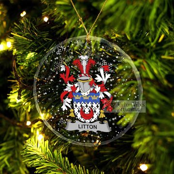 Tartan Vibes Clothing Litton Irish Clan Christmas Glass Ornament with Coat of Arms