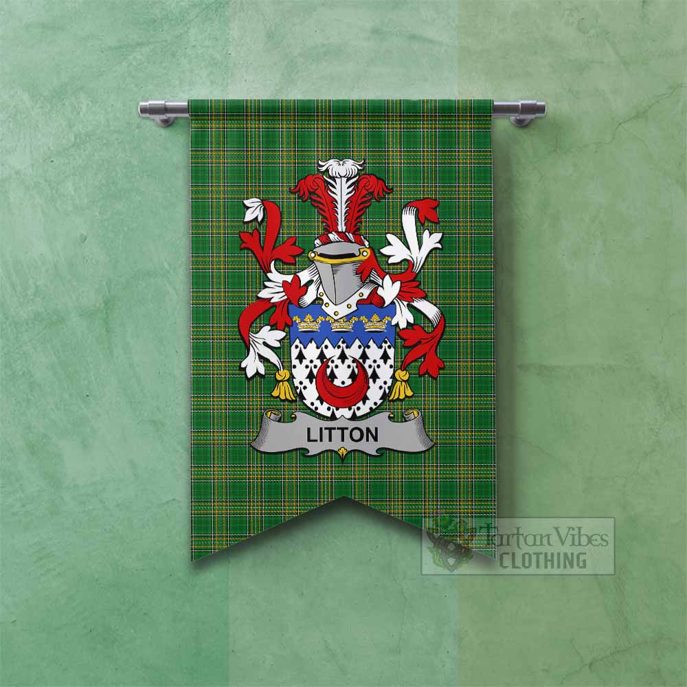 Litton Irish Clan Tartan Gonfalon, Tartan Banner with Coat of Arms Fishtail - Tartan Vibes Clothing