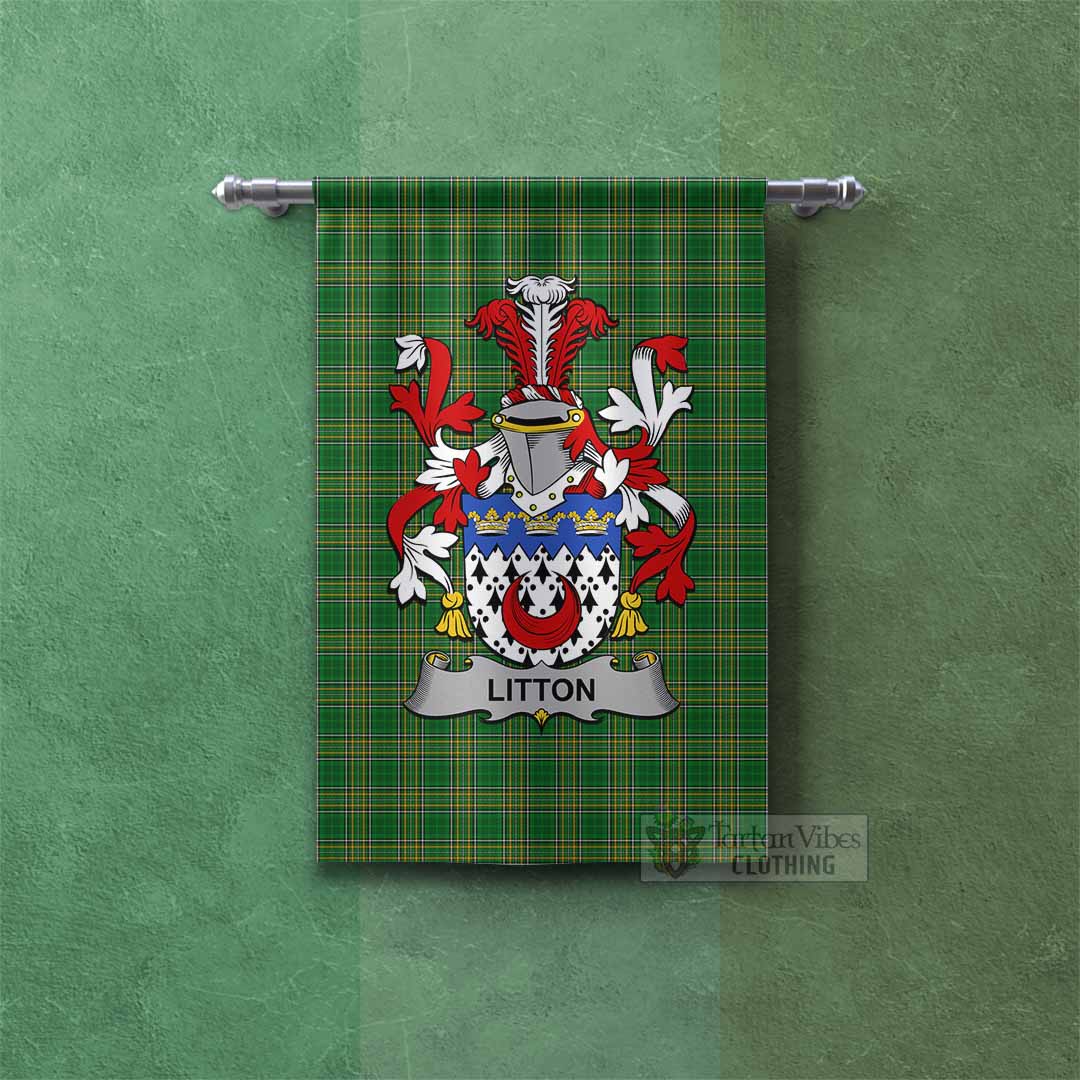 Litton Irish Clan Tartan Gonfalon, Tartan Banner with Coat of Arms Rectangle - Tartan Vibes Clothing
