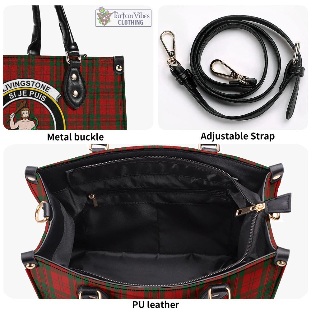Livingstone Tartan Luxury Leather Handbags with Family Crest - Tartan Vibes Clothing