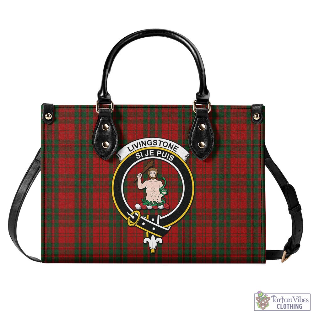 Livingstone Tartan Luxury Leather Handbags with Family Crest - Tartan Vibes Clothing