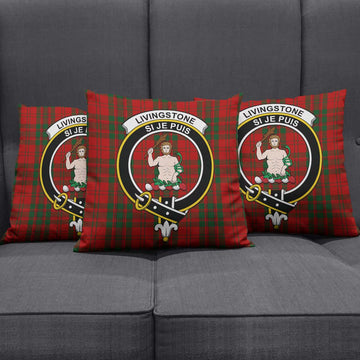 Livingston Tartan Pillow Cover with Family Crest Square Pillow Cover - Tartanvibesclothing