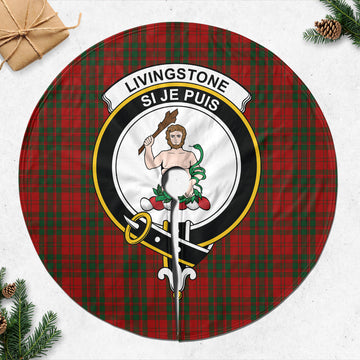 Livingstone Tartan Christmas Tree Skirt with Family Crest 47*47 inch - Tartan Vibes Clothing
