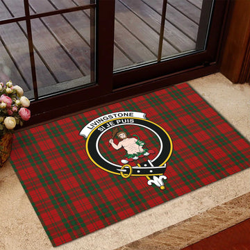 Livingstone Tartan Rubber Doormat with Family Crest - Tartan Vibes Clothing