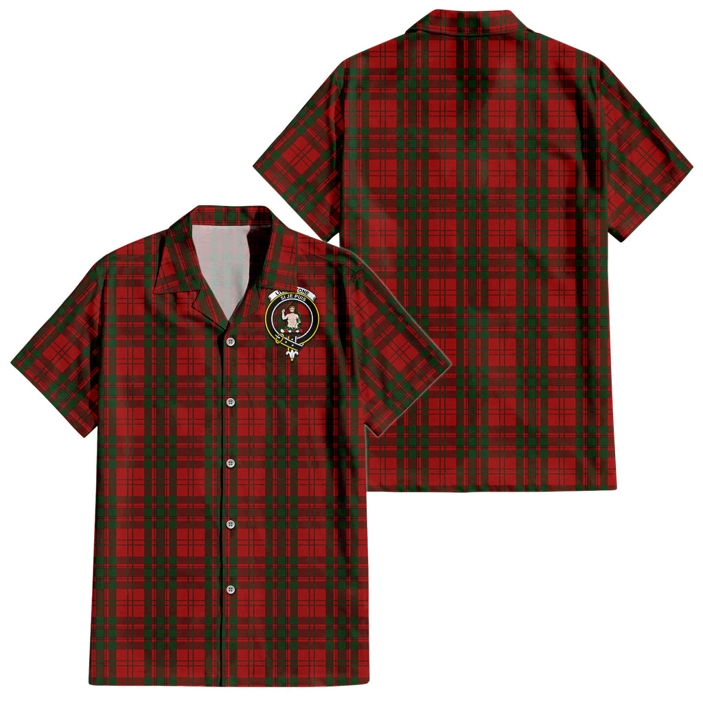 Livingstone Tartan Hawaiian Shirt with Family Crest - Tartan Vibes Clothing