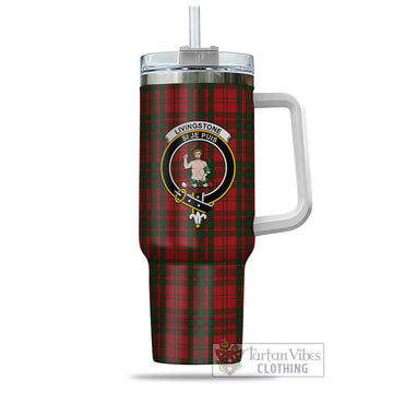 Livingston Tartan and Family Crest Tumbler with Handle