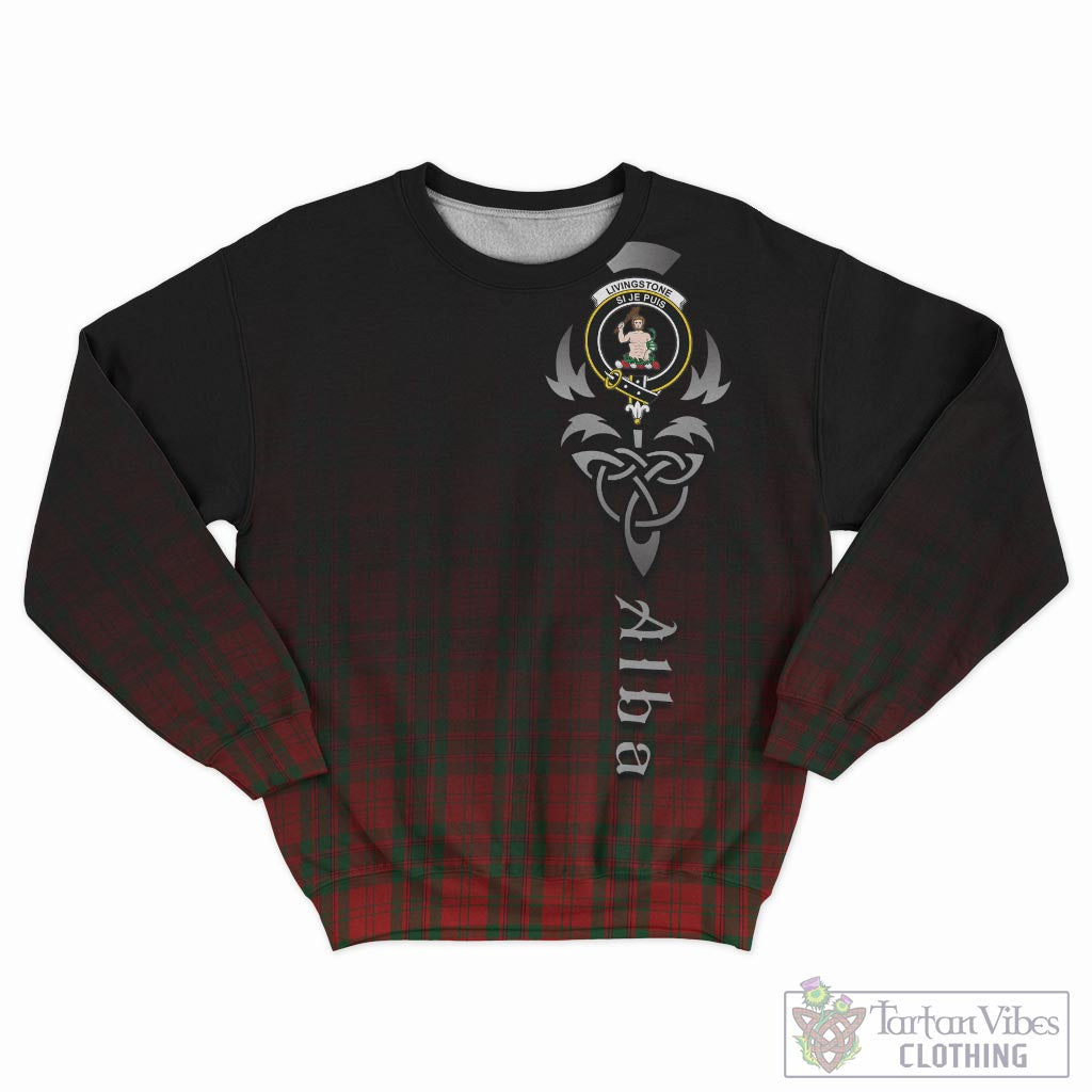 Tartan Vibes Clothing Livingston Tartan Sweatshirt Featuring Alba Gu Brath Family Crest Celtic Inspired
