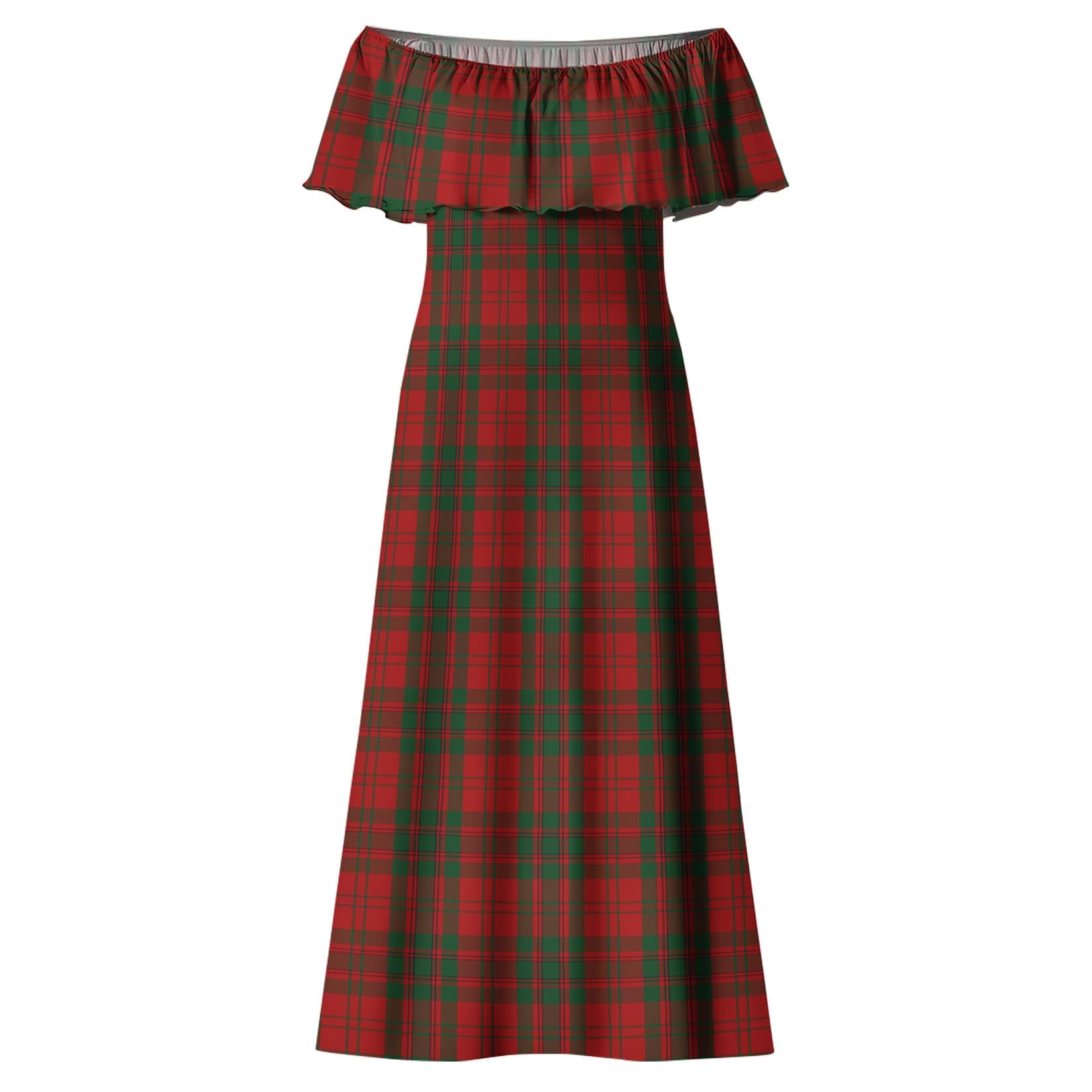 Livingstone Tartan Off Shoulder Long Dress - Tartan Vibes Clothing