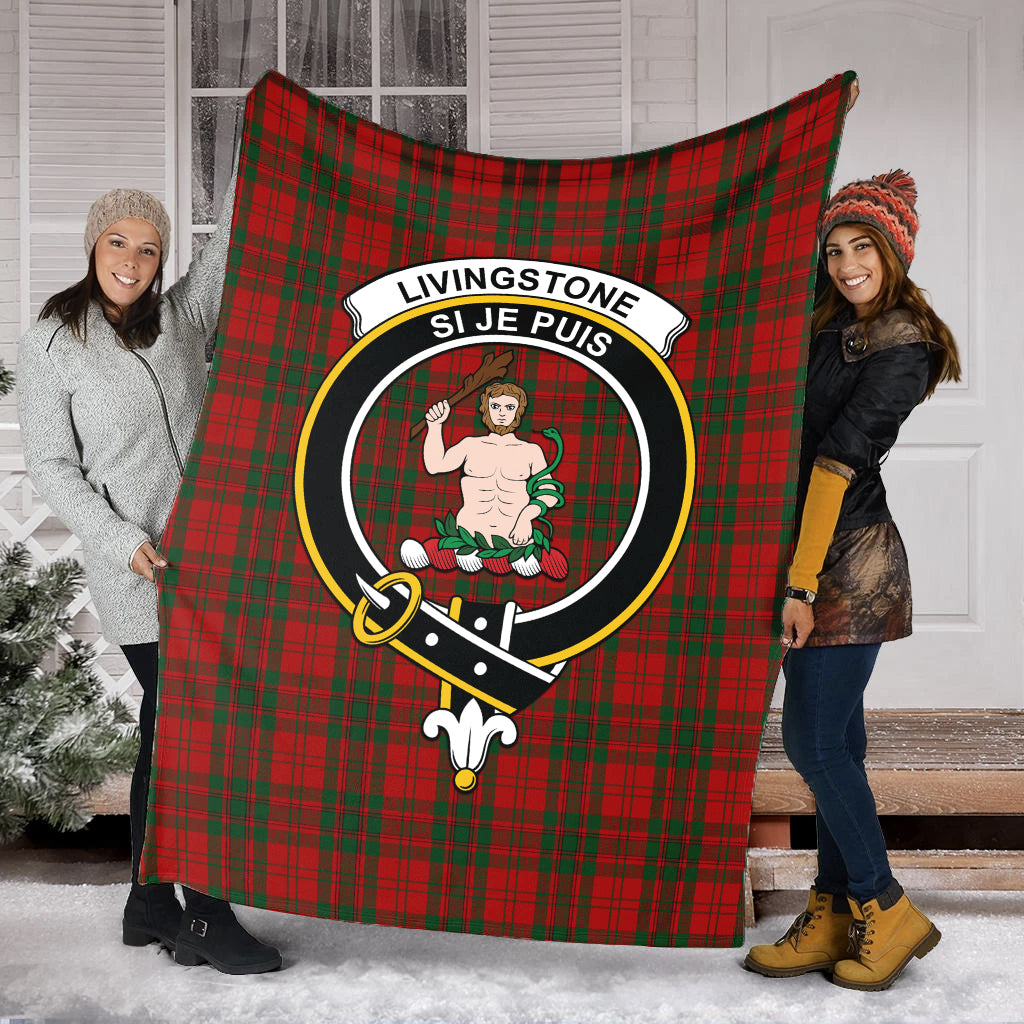 Livingstone Tartan Blanket with Family Crest - Tartan Vibes Clothing