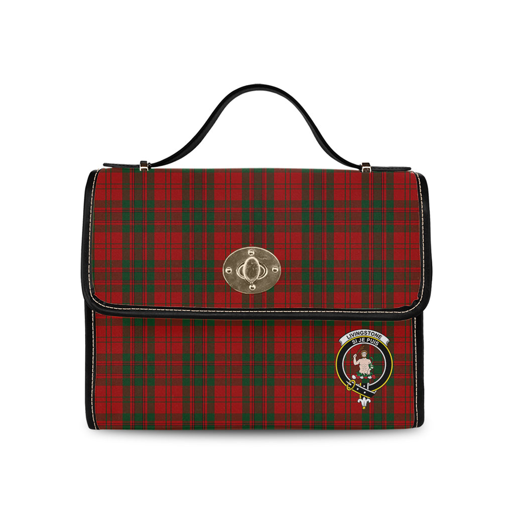 livingston-tartan-leather-strap-waterproof-canvas-bag-with-family-crest