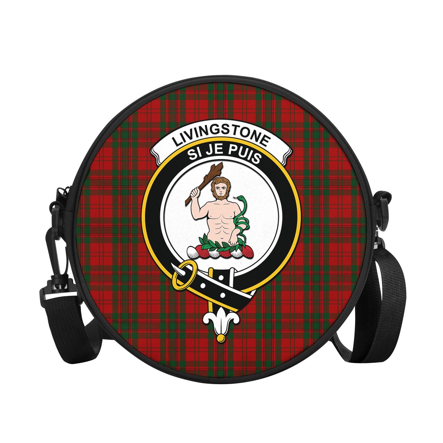 Livingstone Tartan Round Satchel Bags with Family Crest - Tartan Vibes Clothing