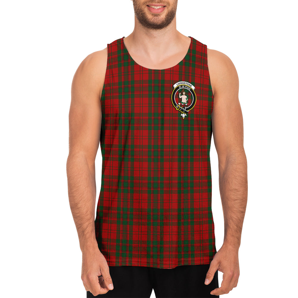 Livingstone Tartan Mens Tank Top with Family Crest - Tartan Vibes Clothing