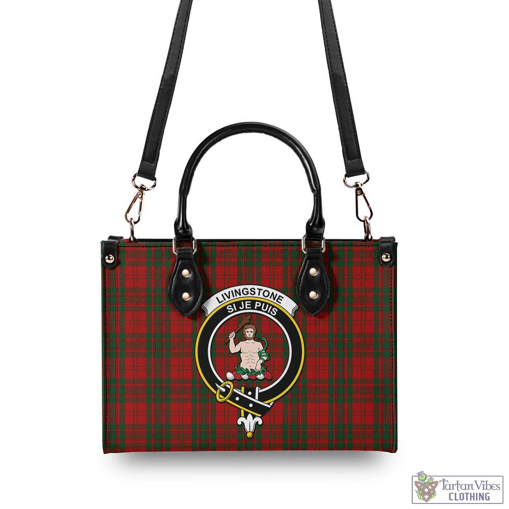 Livingstone Tartan Luxury Leather Handbags with Family Crest - Tartan Vibes Clothing