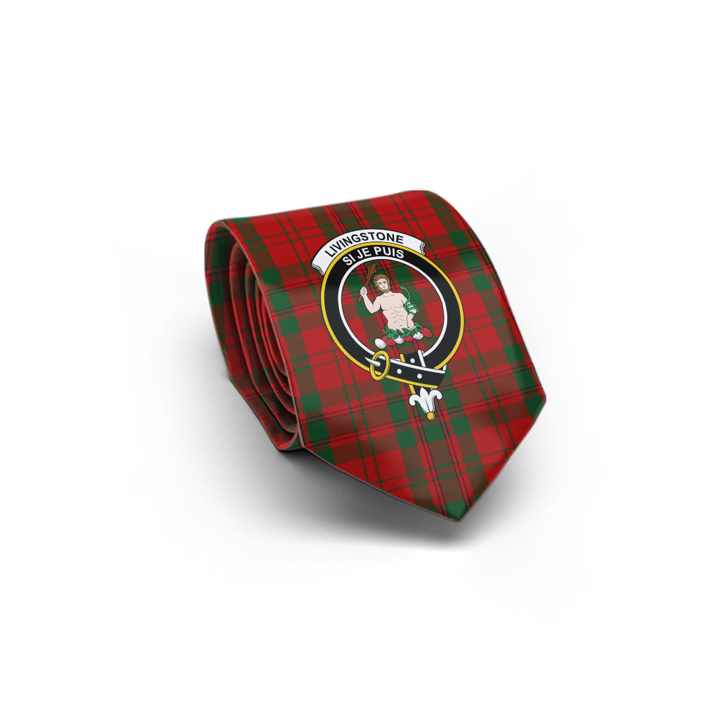 Livingstone Tartan Classic Necktie with Family Crest - Tartan Vibes Clothing