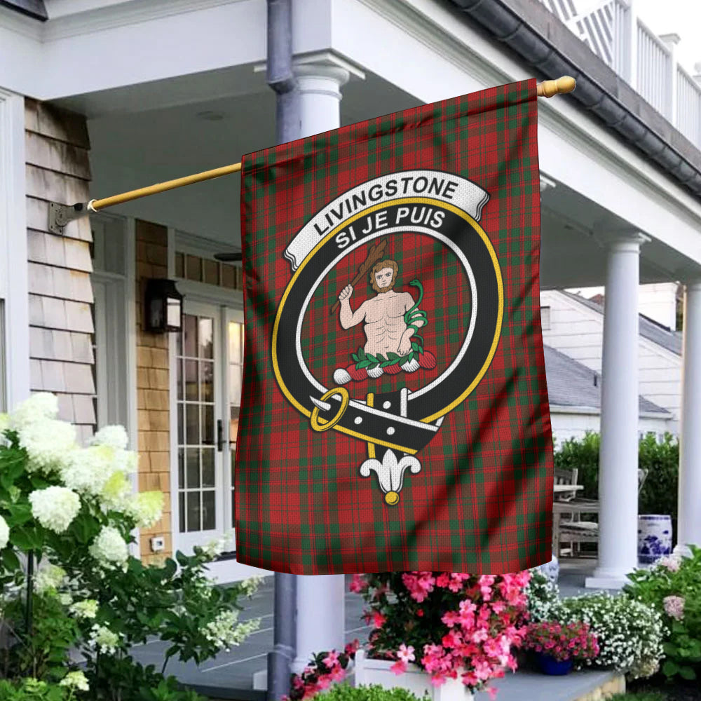 Livingstone Tartan Flag with Family Crest - Tartan Vibes Clothing