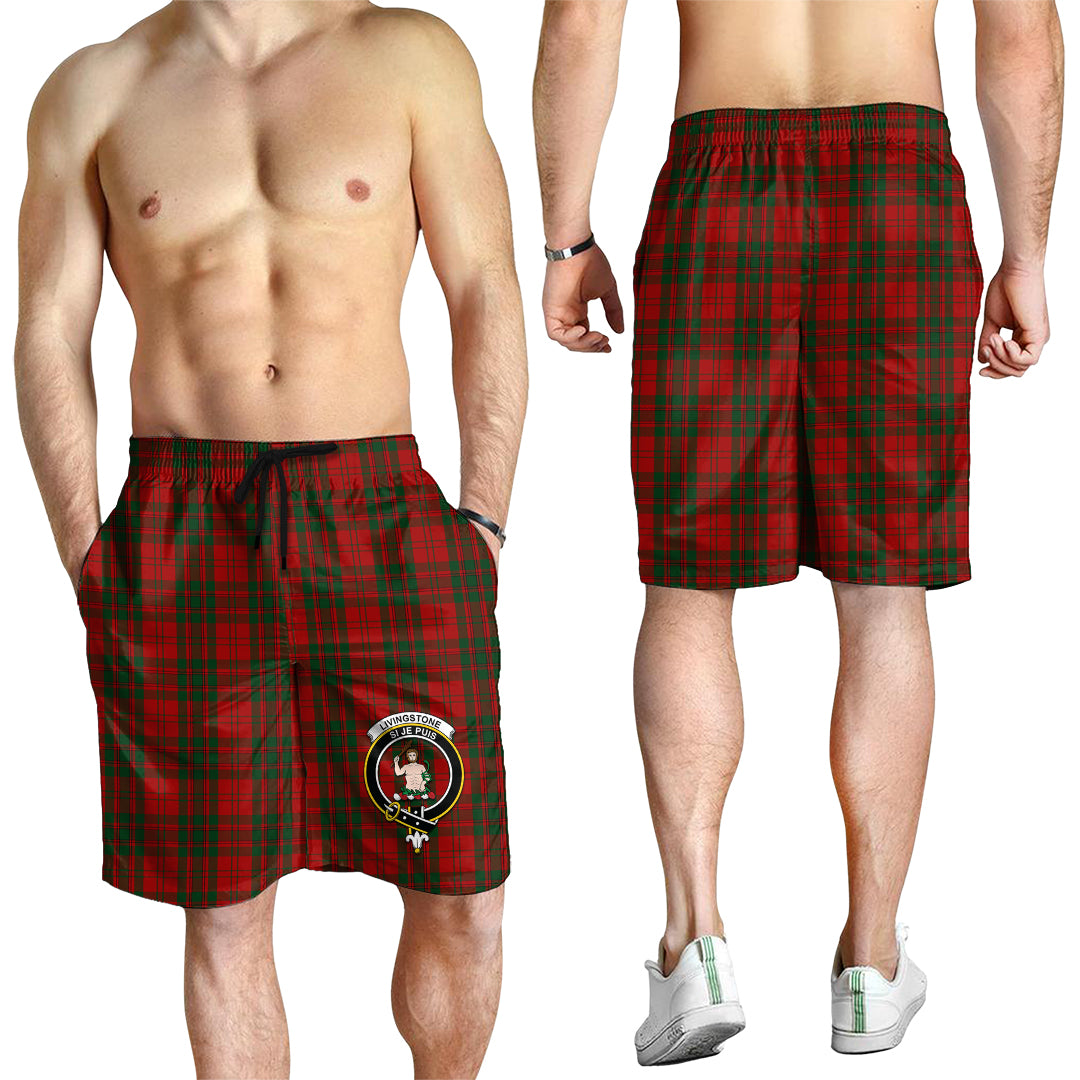 Livingstone Tartan Mens Shorts with Family Crest - Tartan Vibes Clothing