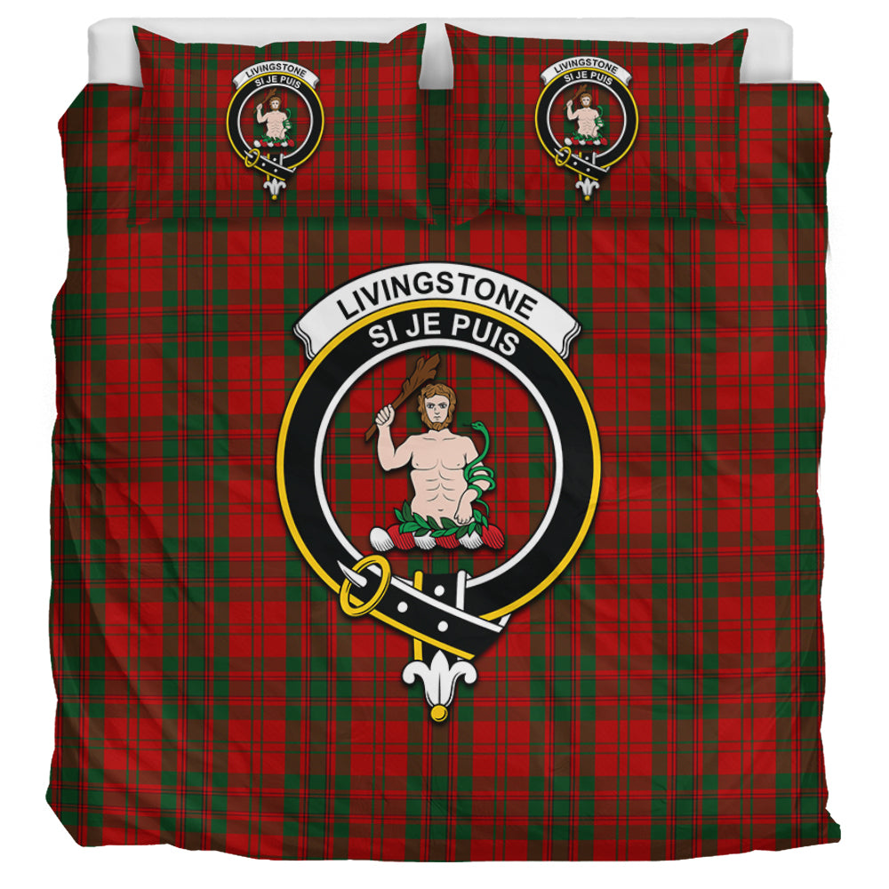 Livingstone Tartan Bedding Set with Family Crest UK Bedding Set UK Super King 104*94 inch - Tartan Vibes Clothing