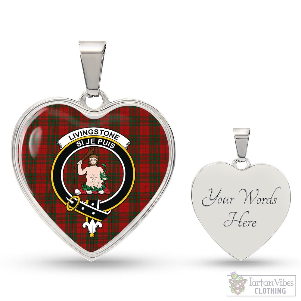 Livingstone Tartan Heart Necklace with Family Crest Luxury Necklace (Silver) Yes - Tartan Vibes Clothing
